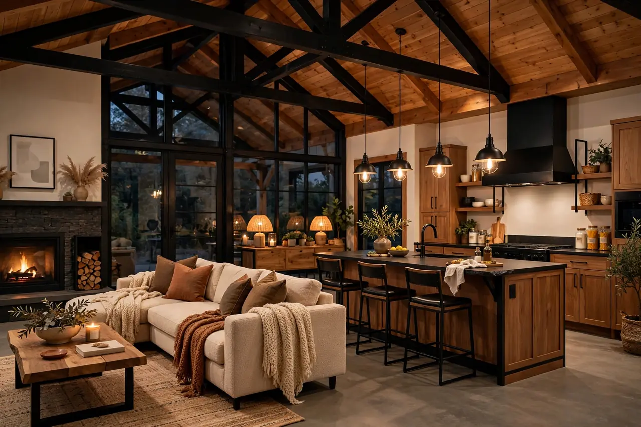 Finished barndominium interior showing the full scope behind the Michigan cost per sqft