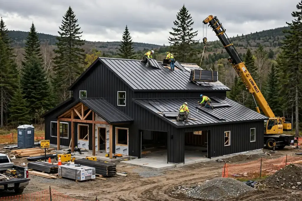 Maine barndominium on rural land with private well and septic planning