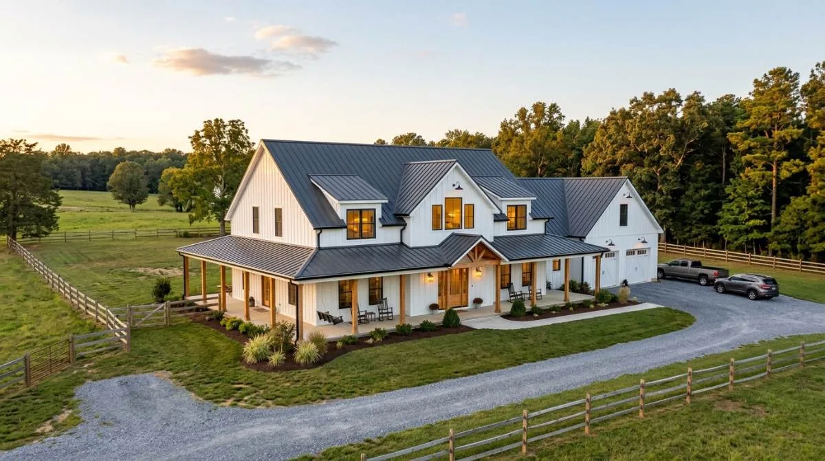Maryland barndominium cost per sq ft: finished modern farmhouse barndominium on rural land
