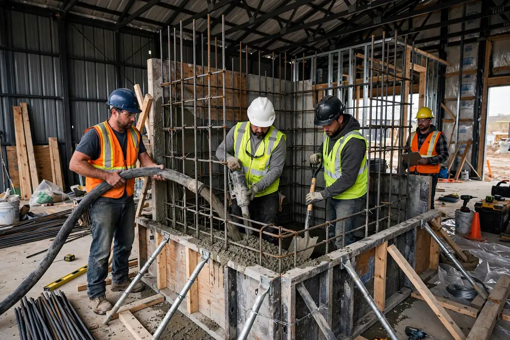 Nebraska barndominium tornado safe room under construction